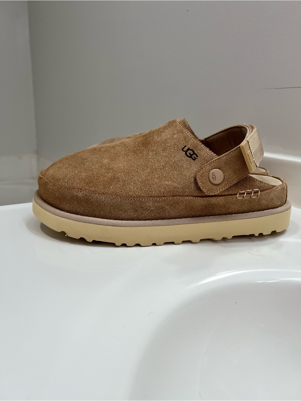 UGG Golden Star Brown Suede Slip-On Clog
